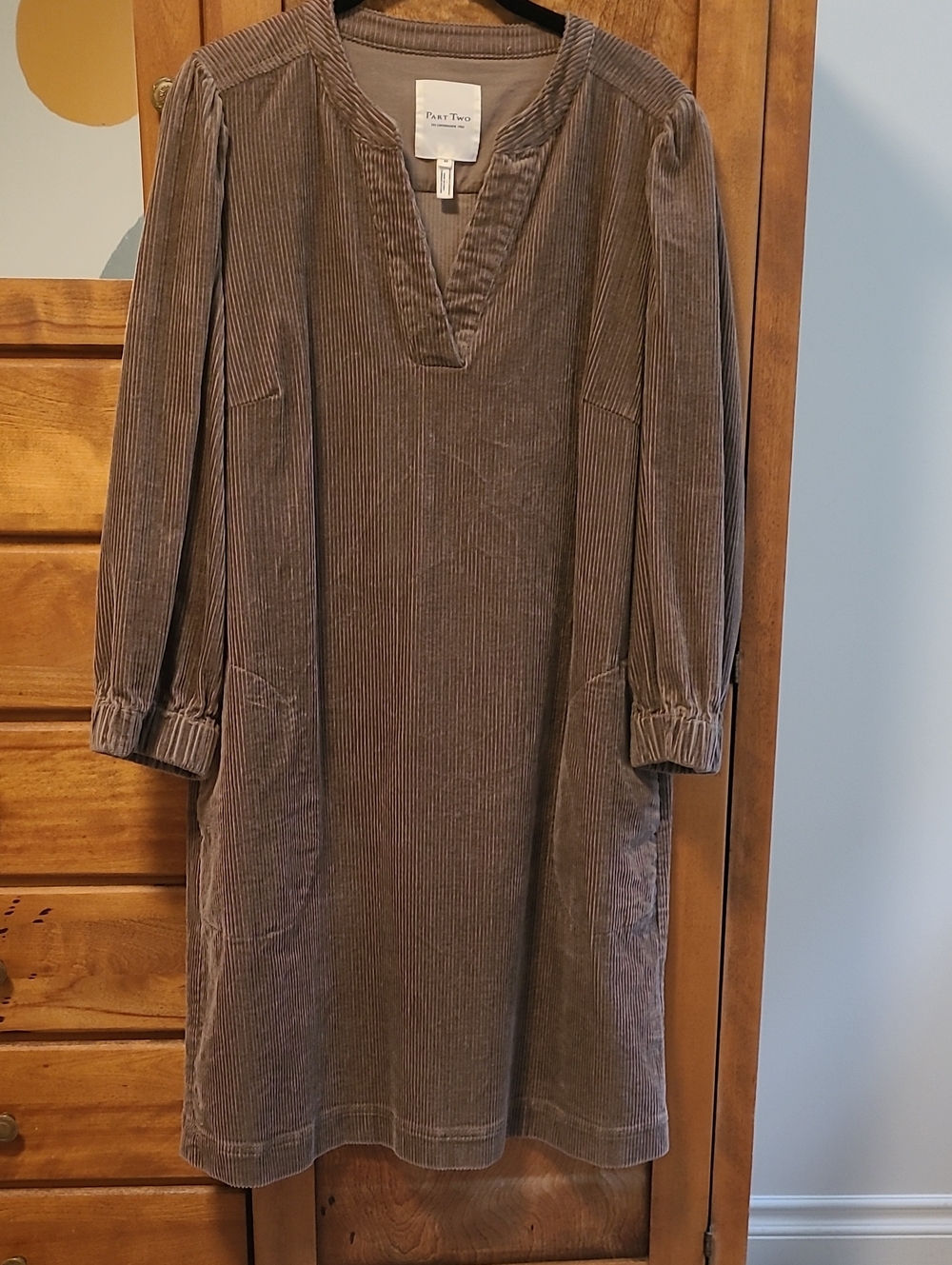 Part Two Taupe Corduroy Dress